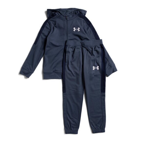 UNDER ARMOUR Grey Big Boys Knit Hooded Tracksuit And Joggers Set - Picture 1 of 2
